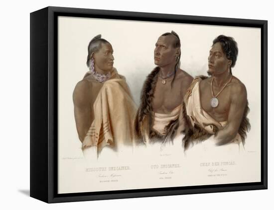 Missouri Indian, Oto Indian, Chief of the Puncas-Karl Bodmer-Framed Stretched Canvas