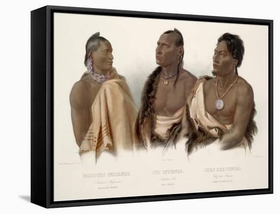 Missouri Indian, Oto Indian, Chief of the Puncas-Karl Bodmer-Framed Stretched Canvas