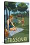 Missouri - Lake and Picnic Scene-Lantern Press-Stretched Canvas