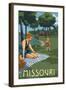 Missouri - Lake and Picnic Scene-Lantern Press-Framed Art Print