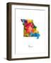 Missouri Map-Michael Tompsett-Framed Art Print