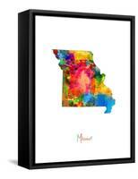 Missouri Map-Michael Tompsett-Framed Stretched Canvas