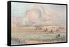 Missouri Prairie Fire-George Catlin-Framed Stretched Canvas