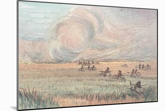 Missouri Prairie Fire-George Catlin-Mounted Giclee Print