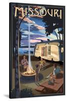 Missouri - Retro Camper and Lake-Lantern Press-Stretched Canvas