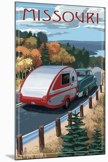Missouri - Retro Camper on Road-Lantern Press-Mounted Art Print