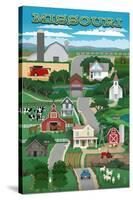 Missouri - Retro Style Countryside-Lantern Press-Stretched Canvas