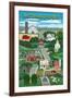 Missouri - Retro Style Countryside-Lantern Press-Framed Art Print