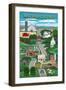Missouri - Retro Style Countryside-Lantern Press-Framed Art Print
