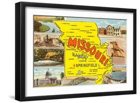 Missouri Scenes and Map-null-Framed Art Print