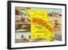 Missouri Scenes and Map-null-Framed Art Print