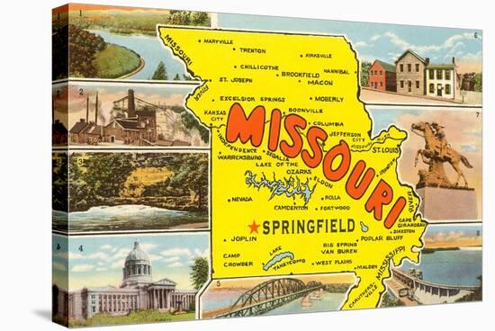 Missouri Scenes and Map-null-Stretched Canvas