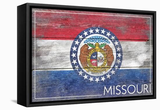 Missouri State Flag - Barnwood Painting-Lantern Press-Framed Stretched Canvas