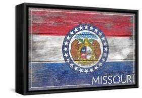 Missouri State Flag - Barnwood Painting-Lantern Press-Framed Stretched Canvas