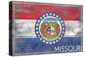 Missouri State Flag - Barnwood Painting-Lantern Press-Stretched Canvas