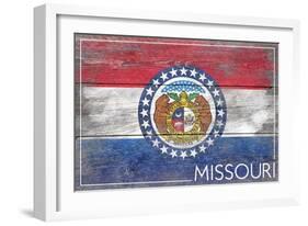 Missouri State Flag - Barnwood Painting-Lantern Press-Framed Art Print