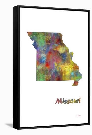 Missouri State Map 1-Marlene Watson-Framed Stretched Canvas