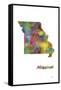 Missouri State Map 1-Marlene Watson-Framed Stretched Canvas