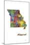 Missouri State Map 1-Marlene Watson-Mounted Giclee Print