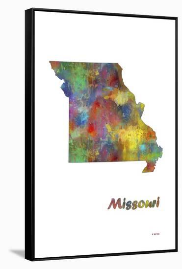 Missouri State Map 1-Marlene Watson-Framed Stretched Canvas