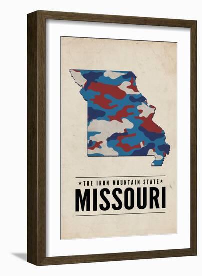 Missouri - the Iron Mountain State - Camo State-Lantern Press-Framed Art Print