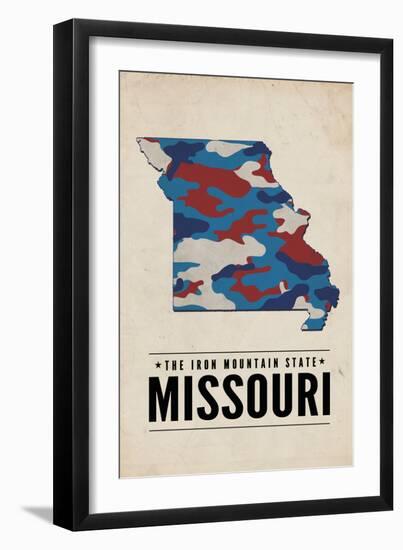 Missouri - the Iron Mountain State - Camo State-Lantern Press-Framed Art Print