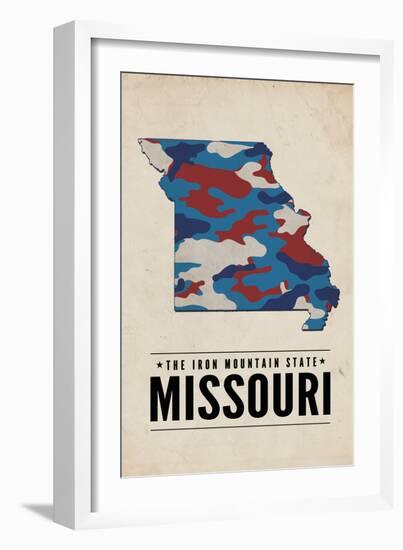 Missouri - the Iron Mountain State - Camo State-Lantern Press-Framed Art Print