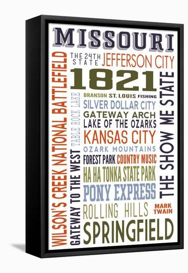 Missouri - Typography-Lantern Press-Framed Stretched Canvas