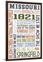 Missouri - Typography-Lantern Press-Framed Art Print