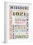 Missouri - Typography-Lantern Press-Framed Art Print