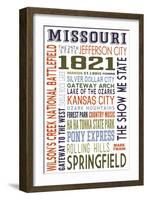 Missouri - Typography-Lantern Press-Framed Art Print