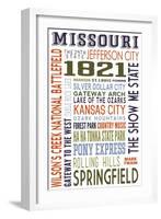 Missouri - Typography-Lantern Press-Framed Art Print