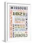 Missouri - Typography-Lantern Press-Framed Art Print