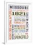 Missouri - Typography-Lantern Press-Framed Art Print