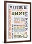 Missouri - Typography-Lantern Press-Framed Art Print