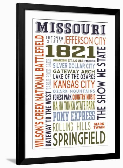 Missouri - Typography-Lantern Press-Framed Art Print