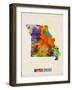 Missouri Watercolor Map-Michael Tompsett-Framed Art Print