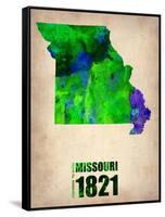 Missouri Watercolor Map-NaxArt-Framed Stretched Canvas