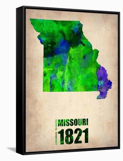 Missouri Watercolor Map-NaxArt-Framed Stretched Canvas