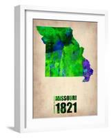 Missouri Watercolor Map-NaxArt-Framed Art Print