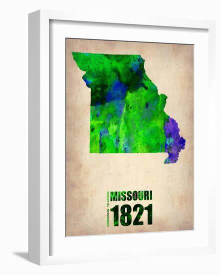 Missouri Watercolor Map-NaxArt-Framed Art Print