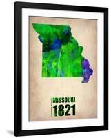 Missouri Watercolor Map-NaxArt-Framed Art Print