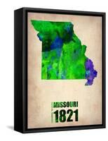 Missouri Watercolor Map-NaxArt-Framed Stretched Canvas