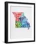 Missouri Watercolor Word Cloud-NaxArt-Framed Art Print