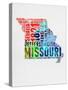 Missouri Watercolor Word Cloud-NaxArt-Stretched Canvas