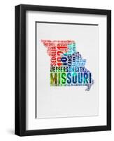 Missouri Watercolor Word Cloud-NaxArt-Framed Art Print