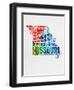 Missouri Watercolor Word Cloud-NaxArt-Framed Art Print