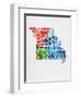 Missouri Watercolor Word Cloud-NaxArt-Framed Art Print