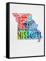 Missouri Watercolor Word Cloud-NaxArt-Framed Stretched Canvas