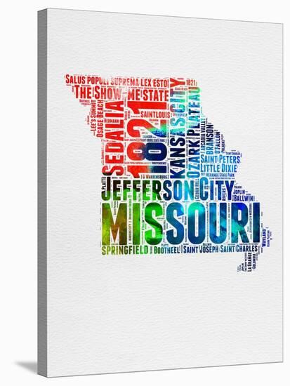 Missouri Watercolor Word Cloud-NaxArt-Stretched Canvas